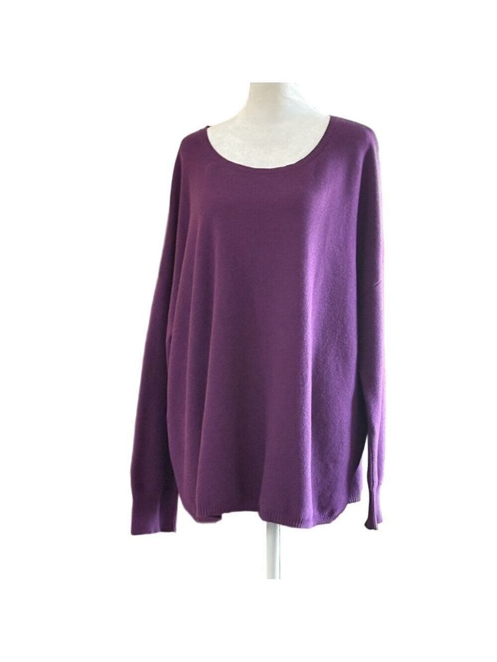 Eileen Fisher XL purple organic cotton pullover sweater top. Lightweight natural